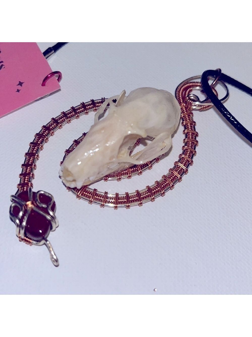 SNAKE Wire Wrapped Bat Necklace Handmade Vintage Upcycled - Picture 3 of 6